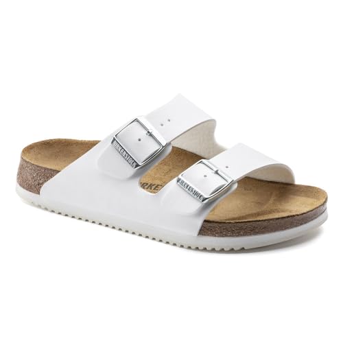 Birkenstock Sandale Arizona Superlauf, Birko-Flor, weiß, Weite normal, Größe 41 1018220-41 (Pantolette Schuh Halbschuh Latsche Zweischnaller Berufsschuh Schuhe Birki Arizona Slipper Pantoffel)
