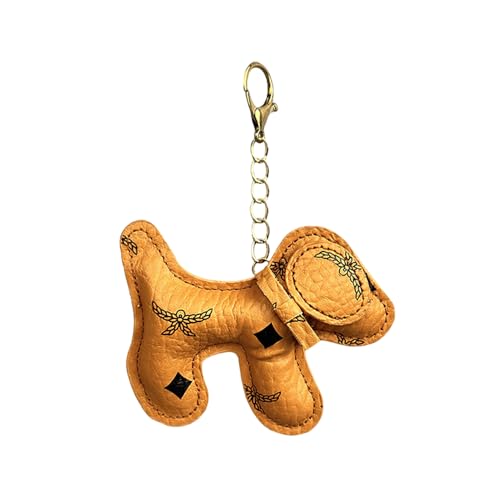 TOEECY Schlüsselanhänger Dackel Süße Welpe Hundetasche Anhänger Süße Welpe Bag Charm aus PU-Leder Dackel Deko Leder Glücksbringer Dackel Keychain für Handtasche und Schlüssel (Braun A)