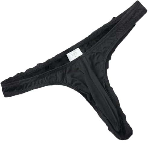 Faringoto Herren Nahtloser durchsichtiger G-String, T-String, Herren-Tanga, Schwarz, X-Large