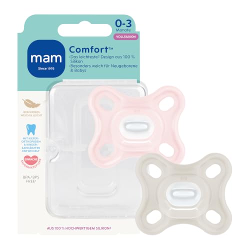 MAM Comfort Schnuller, 0-3 Monate, rosa/beige, 2 Stück