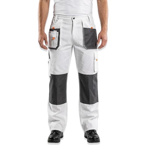 NEO TOOLS Topex Profi Arbeitshose weiß Sicherheitshose Arbeitskleidung Berufsbekleidung Bundhose Malerhose Hose S-XXL (L/52)