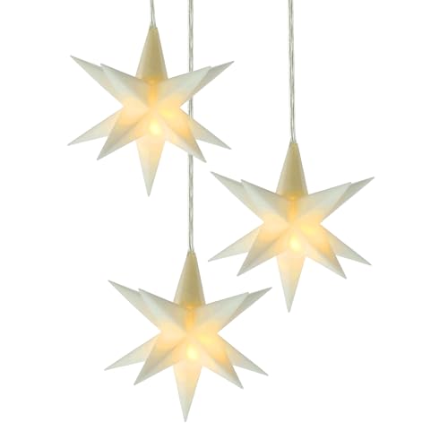 Spetebo LED Weihnachtsstern 3D warm weiß 12 cm 3er Set mit Timer - weiß - Deko Leuchtstern Batterie betrieben für Innen - Stern Leuchte Fensterdeko Weihnachten Advent Winter Deko Beleuchtung