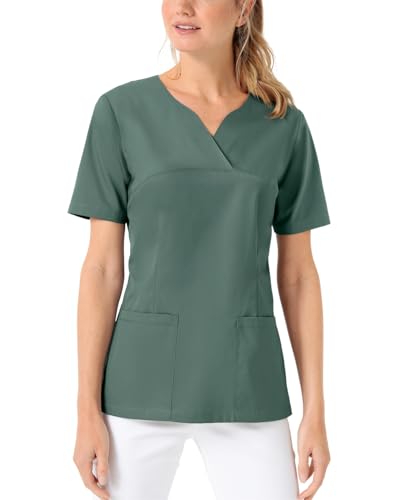 CLINIC DRESS Schlupfkasack Damen Kasack für die Pflege 1/2 Arm Regular Fit Länge ca. 70 cm 50% Baumwolle 95 Grad Wäsche dunkelgrün, M