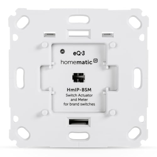 Homematic IP Schalt-Mess-Aktor für Markenschalter, Smart Home, Aktor misst Strom, steuert Geräte und Leuchten per App, Alexa & Google Home, Energie sparen, 142720A0