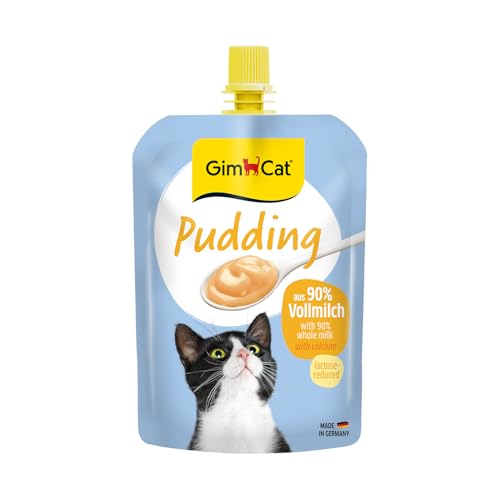 GimCat Pudding mit Calcium - Katzensnack aus echter laktosereduzierter Vollmilch für gesunde Knochen - 1 Beutel (1 x 150 g)