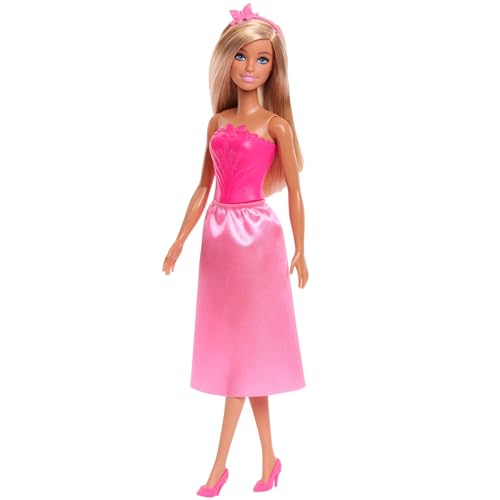 Barbie Royal Fashion Puppe mit blonden Haaren, abnehmbarem Rock & Zubehör, rosa Schmetterling Thema