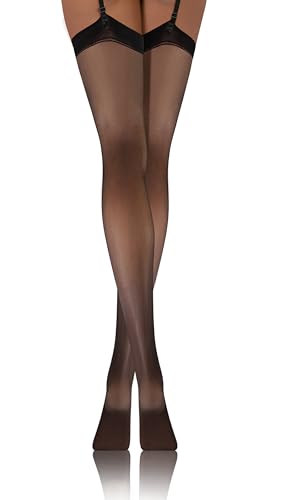 sesto senso Strapsstrümpfe 20 Den Strumpfhose mit Strumpfhalter Strapse Strümpfe zum Anstrapsen 3/4 M-L Schwarz