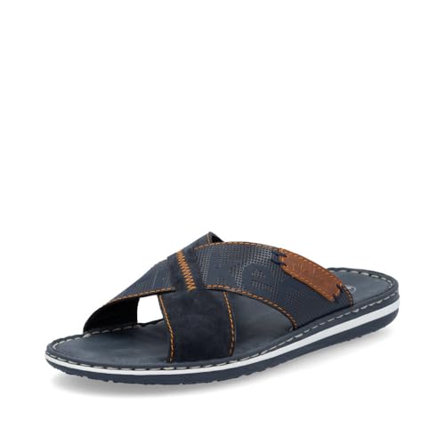 Rieker Herren Pantoletten 21098, Männer Slipper,Gartenschuhe,Sommerschuhe,sommerclogs,Schlupfschuhe,schluepfschuhe,Slides,blau (14),41 EU / 7.5 UK