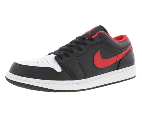 Jordan Herren Air 1 Low Palomino/Wild Berry-White (553558 215), Schwarz/Feuer Rot-Weiß, 40 EU