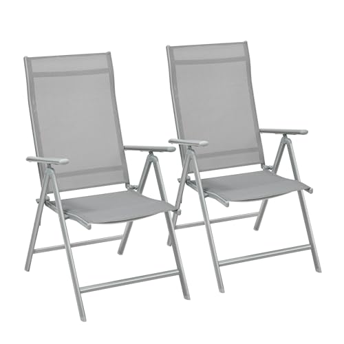 SONGMICS Gartenstuhl, 2er Set, Klappstuhl, 8-Fach verstellbare Rückenlehne