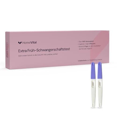 HomeVital Schwangerschaftstest Frühtest 2 Stück - SST Frühtest 10 mIU/ml zur Früherkennung der Schwangerschaft ab 10. Tag - ultra früh Schwangerschaft Test - Schwanger Pregnancy Test