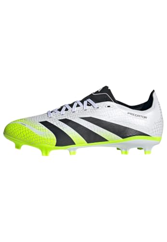 adidas Unisex Predator League Firm Ground/Multi Ground Football Boots, Cloud White/Core Black/Lucid Lemon, 48 2/3 EU