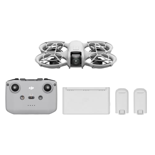 DJI Neo Fly More Combo – Mini Drohne mit Kamera 4K UHD Für Kinder, 135g, Follow-Me, Handstart, Motivverfolgung, QuickShots, Integrierter Propellerschutz, C0, mit RC-N3 und 3 Akkus