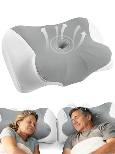 eSynic Kopfkissen Memory Foam Kissen 32 Weißgeräusche App-gesteuert Abnehmbarer waschbarer Bezug Antischnarchkissen für Seitenschläfer Rückenschläfe，Bauchschläfer