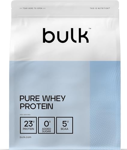 Bulk Pure Whey Protein Pulver | Vanille | 22g Protein & 5g BCAAs pro Portion | Whey Konzentrat Shake | Wenig Zucker | Unterstützt Muskelaufbau & Regeneration | Leicht mischbar | Vegetarisch | 1kg