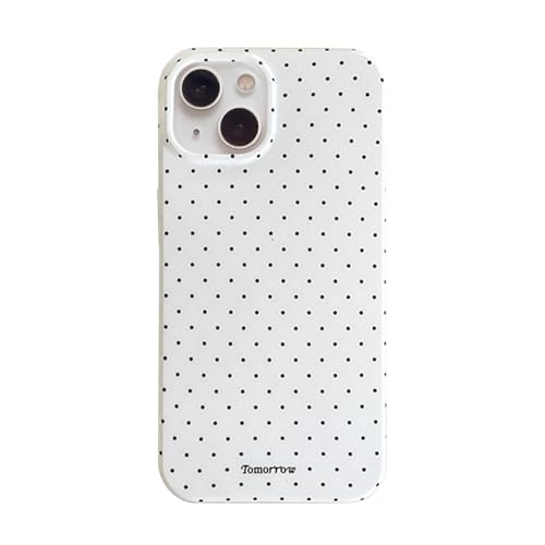 Reownest Handyhülle für iPhone 13/iPhone 14 Hülle Polka Dot, Cute Mode Wellenpunkt Muster Aesthetic Design Case für Frauen Mädchen, Weiche TPU Cover Ultra Dünne Silikon Stoßfest Schutzhülle-Weiß