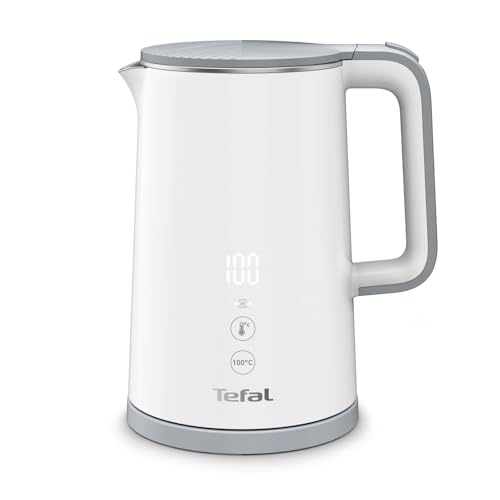 Tefal KO6931 Sense Wasserkocher, 1,5 L Kapazität, Digitalanzeige, 5 Temperaturstufen, 360°-Sockel, Wasserstandsanzeige, herausnehmbarer Kalkfilter, 30 Minuten Warmhaltefunktio, 1800W, weiß