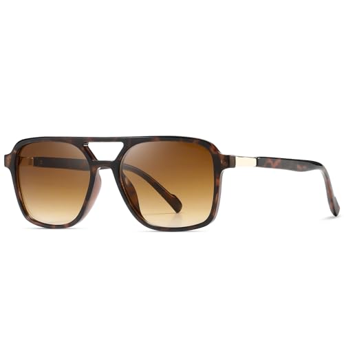 kimorn Retro Sonnenbrille für Damen Herren Trendy Retro Sonnenbrille Rechteck Rahmen Schatten K1649 (Schildkröte/Braun)