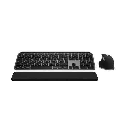 Logitech MX Keys S Combo for Mac, kabellose Tastatur/Maus mit Handballenauflage, beleuchtete Tastatur, schnellscrollende Maus, Bluetooth USB C für Pro/MacBook Air/iMac/iPad, QWERTZ DE - Grau