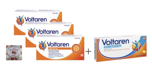 Voltaren Dolo Schmerztabletten Set mit 3 x 20 Tabletten inkl. Granatapfel Handseife von Apotheken-Express PLUS 1 x Voltaren Dolo Liquid gratis