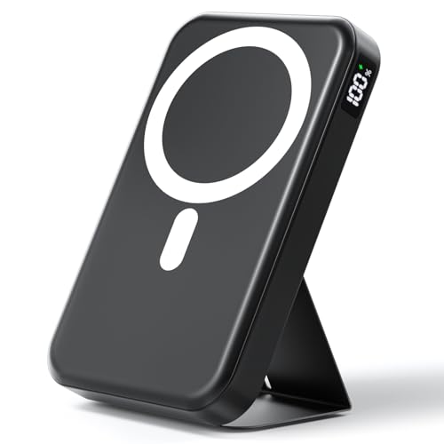 Powerbank für Magsafe, Magnetische Power Bank 10000mAh, PD 22.5W USB-A Ausgabe, Kabelloses Tragbares Ladegerät mit Typ-C-Eingang & Ausgang, Externe Handyakkus LED-Anzeige für iPhone 17/16/15/14/13/12