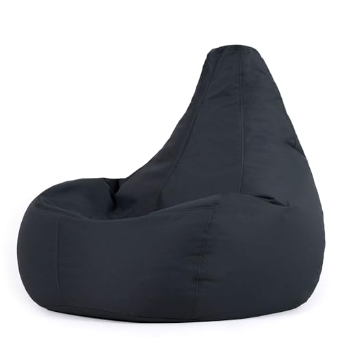 Bean Bag Bazaar Dalton Gaming Sitzsack für Erwachsene, Dunkelgrau, Indoor Outdoor Sitzsack mit Füllung, Bean Bag, Wasserabweisender Stoff, Bequemer Sessel für Wohnzimmer, Schlafzimmer, Garten