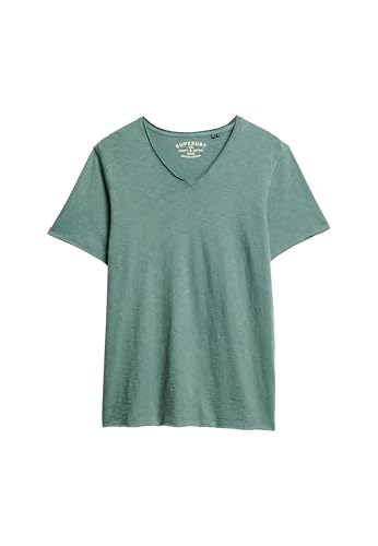 Superdry Herren T-Shirt aus Flammgarn mit unversäuberten Kanten und V-Ausschnitt Drius Grün L