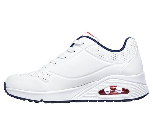 Skechers Damen UNO Stand ON AIR Sneakers, WNVR White Durabuck / navy & red trimm, 39 EU