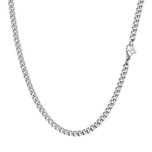 PROSTEEL Herren Kette Collier Edelstahl 46cm/18 in. Panzerkette Halskette 3mm breit kubanische Gliederkette Hip Hop Link Chain Necklace Modeschmuck Accessoire für Männer Frauen