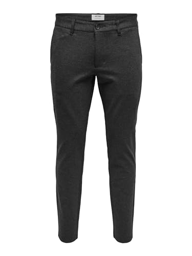Only & Sons Herren Chino Hose ONSMARK - Slim Fit - Schwarz Grau Blau Grün, Größe:32W / 32L, Farbe:Dark Grey Melange 22010209