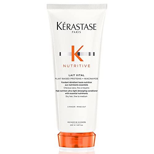 Kérastase Nutritive, Haarspülung für trockenes, feines bis mittleres Haar, Entwirrend und feuchtigkeitsspendend, Ohne Parabene, Lait Vital High Nutrition Ultra-Light Conditioner, 200 ml