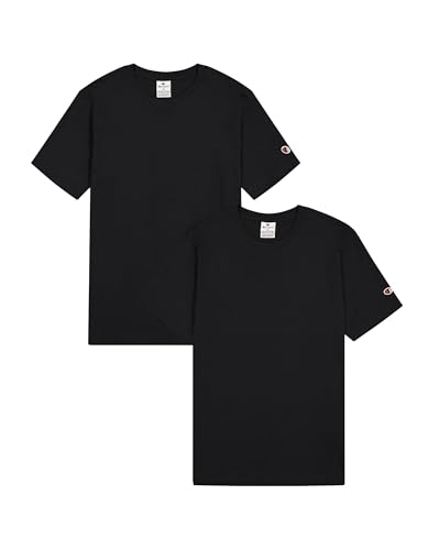 Champion Herren Legacy-Icons 2 Pack Crewneck T-Shirt, Schwarz (Kk001), L (2er Pack)