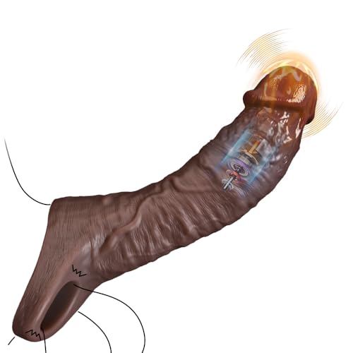 Penishülle mit Vibrator und Hodenring, XXL Penisverlängerung 20 cm –Penismanschetten, Sexspielzeug für Paare und Männer, Spielzeug für Extrem Sex, Realistischer Penisaufsatz, Cocksleeves Penis Sleeve