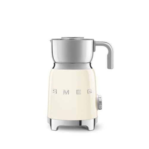 Smeg, Milchaufschäumer Multifunktion MFF11CREU, mit Induktionssystem, 6 voreingestellte Programme, eine manuelle Funktion, abnehmbare Karaffe von 600 ml, Messkappe, integriertes Umschlag, 500W, Creme