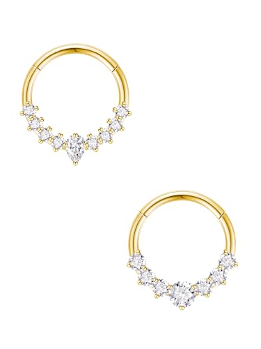 jagosen Septum Piercing Ring Gold 16g 10mm Chirurgenstahl Nasenpiercing Nasenring Nostril Daith Lippenpiercing Ring Septum Clicker