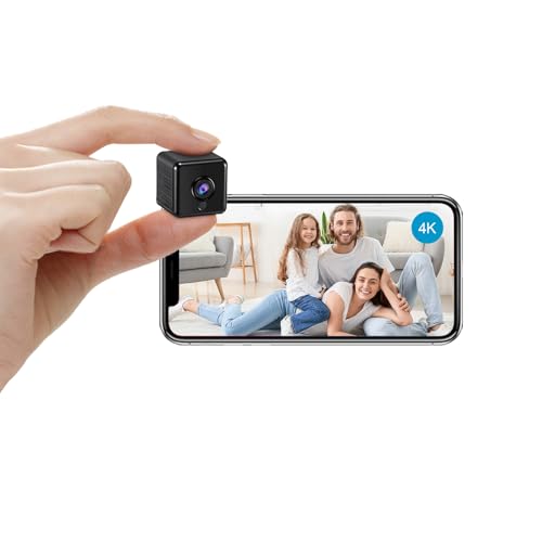 AOBOCAM Mini Kamera, 4K HD WLAN Überwachungskamera Innen Für Live Übertragung Handy APP, WiFi Camera Nachtsichtkamera mit Bewegungsmelder/Lange Batterielaufzeit/Cloud-Speicherplatz