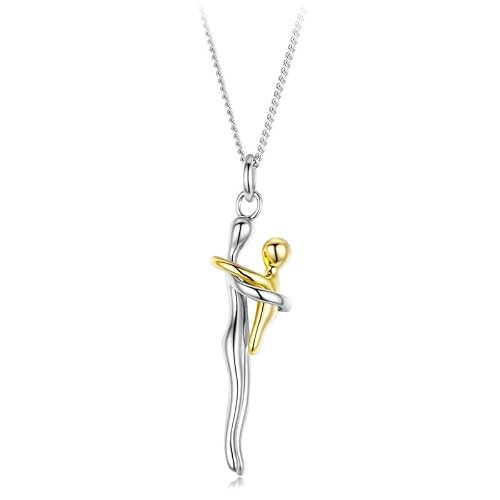 Qings Umarmung Halskette für Mutter und Kinder 925 Sterling Silber Umarmungs Paar Anhänger Kette Geburtstags Jubiläumsgeschenke für Mutter Großmutter Damen