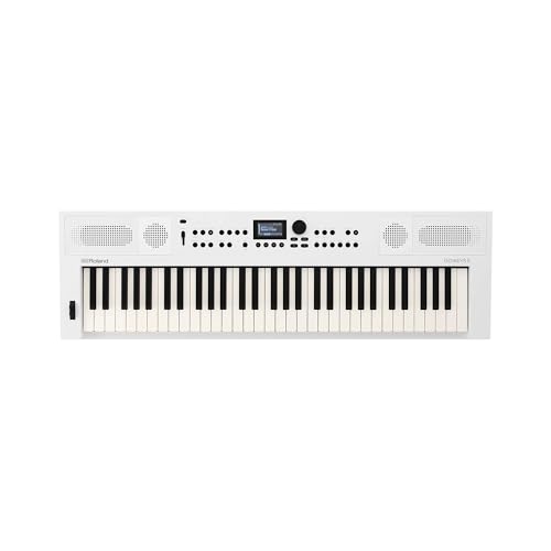 Roland GO:KEYS 5 Music Creation Keyboard | 61 Tasten | ZEN-Core Engine mit über 1000 internen Sounds | Integrierte Stereolautsprecher | Mikrofoneingang | Bluetooth Audio/MIDI für Musikstreaming – Weiß