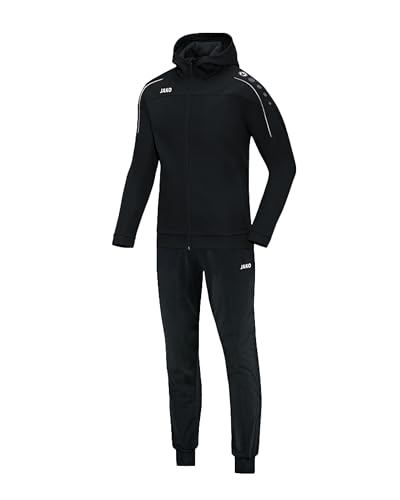 JAKO Trainingsanzug Herren & Damen Polyester Classico mit Kapuze Schwarz L - Jogginganzug 2-teilig für Sport und Alltag, Jogginghose & Trainingsjacke
