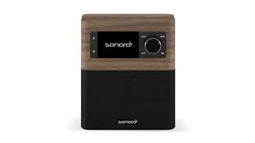 sonoro Stream Internetradio (UKW, Bluetooth, DAB, Spotify, Amazon, Deezer, App, spritzwassergeschützt) Walnuss/Schwarz
