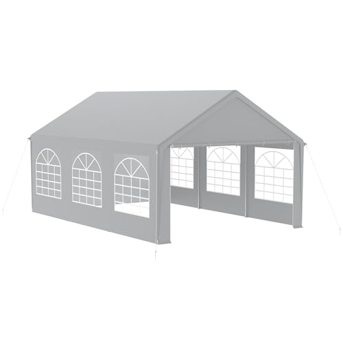 FIVMEN Pavillon Partyzelt 4x6 m mit 8 Abnehmbaren Seitenwänden Wasserdicht Stabil Winterfest Sonnenschutz Gartenpavillon Party Zelt Gartenzelt, Grau