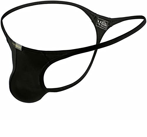 Faringoto Herren-Tangas und G-Strings Unterwäsche Niedriger Bund Solide Slips Tanga S-XXL, Schwarz , L