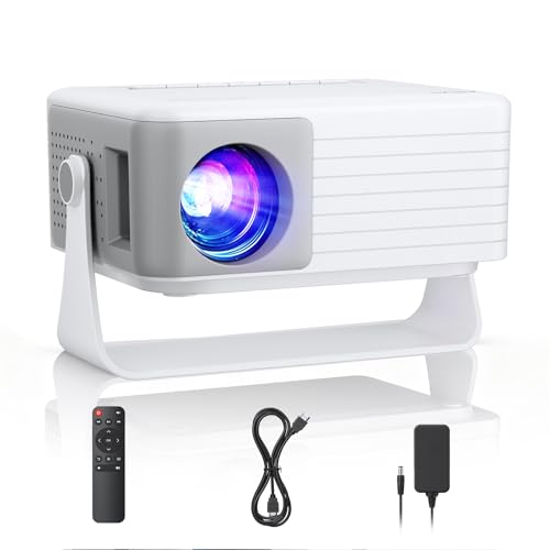 Mini Beamer [Auto Keystone & 2025 Upgraded] AKIYO O1 Beamer Klein 1080P Unterstützt 360° Drehbarem, 15000L Projektor für Heimkino, 50%Zoom Outdoor Projector Kompatibel mit Smartphone/TV Stick/HDMI/USB