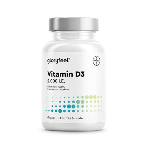 Vitamin D3 2000 I.E. - 400 Tabletten hochdosiert - Sonnenvitamin für Immunsystem & Knochen* - hochdosiert - Langzeitvorrat - laborgeprüft & in Deutschland entwickelt