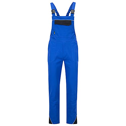BWOLF ARES 100% Baumwolle Latzhose Herren Arbeitshose Schutz-Latzhose Arbeits-Latzhose (Königsblau/Schwarz, XL)