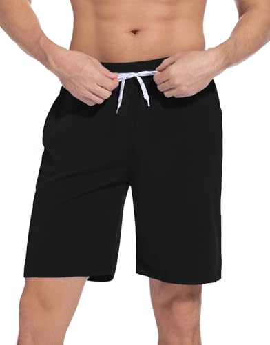 ACHTELEPHS Badehose Herren Lang Schnelltrocknend Badeshorts Männer Boardshorts Badehosen Schwarz L