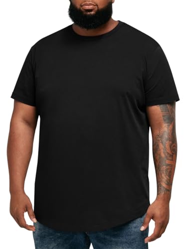 Runcati Herren Oversized T-Shirt Kurzarm Sommer Tops Rundhals Einfarbig Basic Shirts Casual Hip Hop Longline Tee Übergröße Oberteile Schwarz 4XL