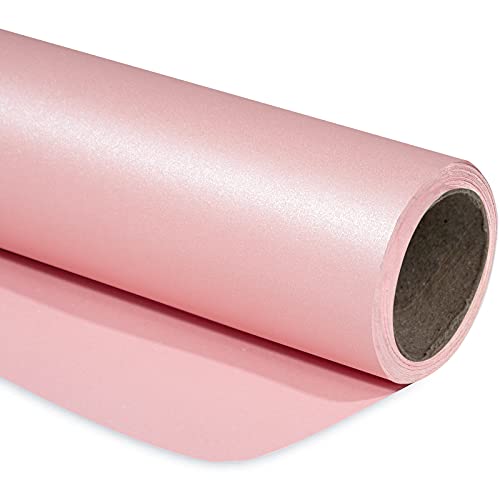 RUSPEPA Rosa Mattes Geschenkpapier - Mini-Rolle - Einfarbig Perlmutt - Glanzpapier Perfekt Für Hochzeit, Geburtstag, Weihnachten, Babyparty - 43,2 cm X 10 m