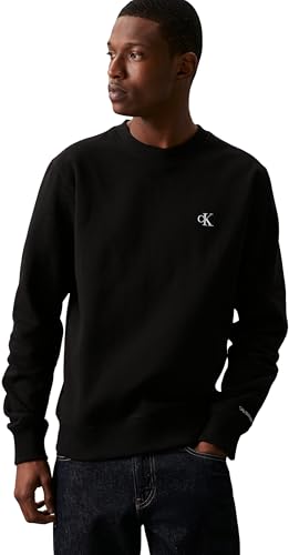 Calvin Klein Jeans Herren Sweatshirt Ck Essential ohne Kapuze, Schwarz (Ck Black), L