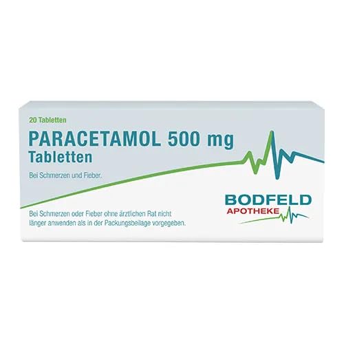 PARACETAMOL 500 mg Tabletten Bodfeld Apotheke 20 St - bei leichten bis mäßigen Schmerzen (wie Kopfschmerzen, Regelschmerzen und Zahnschmerzen) | gut verträglich, fiebersenkend